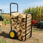 Firewood Log Cart Carrier - Outdoor Indoor Black Steel Rack Storage Mover. Fixed Price $46.88.