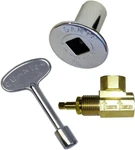 Dante Combo Pack With Angled 1/2" Gas Globe Valve, Chrome Floor Plate And 3" Key. Fixed Price $23.25.