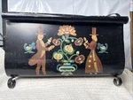 Vintage Black Metal Magazine Or Firewood Log Rack Hand Painted Dutch Style. Fixed Price $34.99.