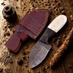 6" Damascus Steel Fixed Blade Knife 3" Mini Cleaver Tool Bone Wood Handle Edc. Fixed Price $22.49.