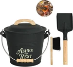 Ash Bucket With Lid Shovel, Hand Broom Gloves, 1.5 Gallon Small Black. Fixed Price $40.90.