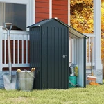 4 X5FT Outdoor Storage Shed Metal Patio Tools With Open Firewood. Fixed Price $172.99.
