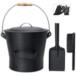 Brian & Dany Ash Bucket With Lid, 2.6 Gallon Fireplace Gal,black,. Fixed Price $77.99.