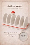 Arthur Wood Vintage Ceramic Toast Rack White Red Trim England 5 Slice Classic. Fixed Price $25.00.
