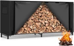 Heavy Duty 8FT Outdoor Firewood Rack With Cover - Black Log Storage Solution. Fixed Price $169.99.