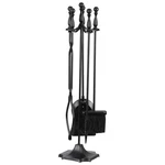 5-PIECE Fireplace Tool Set, Wrought Iron Fireside Accessories With Stand, Poker. Fixed Price $75.99.