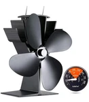 Galafire 4-BLADE Heat Powered Wood Stove Fan + Magnetic Thermometer Brand New. Fixed Price $73.99.