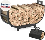 30 Inch Firewood Rack Outdoor Indoor With Handle Log Carrier Bag, Stable Met. Fixed Price $66.28.