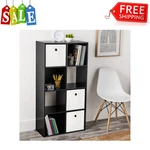 Mainstays 8-CUBE Storage Organizer, Black Wood Shelf Bookcase, Display Rack Unit. Fixed Price $44.99.