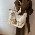 American Retro Fashion Canvas Bag With Lining Zipper Shoulder Underarm Tote #3. Fixed Price $10.99.