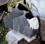 Medium Distressed Leather Firewood Log Carrier Holder Tote Basket Rustic Modern. Fixed Price $149.00.