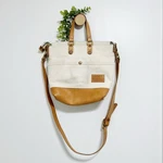 North End Canvas Ivory Brown Shoulder Tote Bag With Detachable Strap Leather. Fixed Price $64.99.