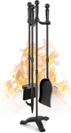 Fireplace Tools, Set 4 Pcs 30 Inch Black Wrought Iron, Large. Fixed Price $56.31.
