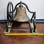 Cast Iron Tabletop Bell/clapper Wooden Stand Wheel That Rings It 10" Heavy. Fixed Price $89.99.