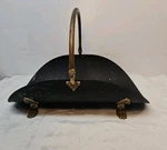 Vintage Solid Brass Black Handled Fireplace Firewood Holder Claw Feet 22X14IN. Fixed Price $64.99.