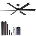 56 In. Outdoor/indoor Black And Walnut Blades Large Ceiling Fan With Lights. Fixed Price $145.59.