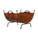 Uniflame World Iron Log Holder W/ Suede Leather Carrier W-1189. Fixed Price $229.99.
