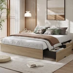 Queen Size Platform Bed Frame 2 Storage Drawers Walnut Garveehome Wooden. Fixed Price $259.99.