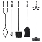 5 Pcs Fireplace Tools Set Wrought Modern Poker Tongs Shovel Brush. Fixed Price $43.58.