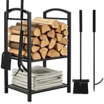 Elegant 29IN Indoor Firewood Holder With Rustproof Tools Space-saving Design. Fixed Price $112.95.