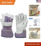 Durable Cowhide Leather Work Gloves With Suede Palm And Safety Cuff - Large Size. Fixed Price $30.39.