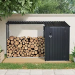 2-IN-1 Outdoor Steel Firewood Rack And Storage Shed For Garden Backyard Black. Fixed Price $209.99.