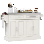 Rolling Kitchen Island With Stainless Steel Top 2 Drawers Towel Rack Cabinets. Fixed Price $323.99.