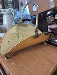 Brass Fireplace Hearth Log Wood Carrier Magazine Holder W/ Ornate Claw Feet. Fixed Price $59.00.