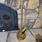 Solid Brass Fireplace Tool Set With Stand Poker Broom Dust Pan Heavy (no Tongs). Fixed Price $134.98.