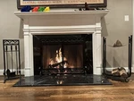 Plow & Hearth Cast Iron Scroll Fireplace Screen Log Rack Tool Set Black Finish. Fixed Price $300.00.