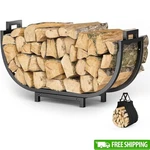 24 Inch Indoor Fireplace Log Holder With Carrier Firewood Rack Storage. Fixed Price $33.51.