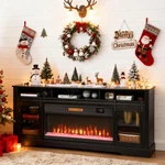 Modern Electric Fireplace Stand For Up To 80 Inches, Black. Fixed Price $238.99.
