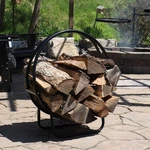 24 In Black Powder-coated Steel Firewood Log Hoop Rack By Sunnydaze. Fixed Price $62.95.