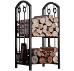 Fireplace Firewood Rack 5-PIECE Storage Logs Holder With Tools Set 4.... Fixed Price $103.36.
