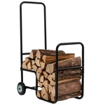 Costway Firewood Log Cart Carrier Steel Rack Outdoor Anti-slip W/ Rubber Wheels. Fixed Price $34.99.