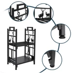 30" Firewood Holder Rack Two Floors Log Storage With Tools Black. Fixed Price $44.90.