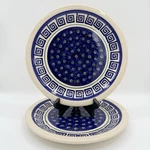 Polish Pottery Boleslawiec Dinner Plates Blue White Greek Key Border 11" - Pair. Fixed Price $55.00.