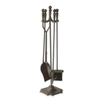 Uniflame 5 Pc Bronze Fireset With Ball Handles, Pedestal Base F-1634. Fixed Price $124.99.