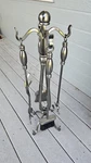 Silver Metal Traditional Fireplace Tool Set With Stand, Poker, Shovel, Brush. Fixed Price $99.99.