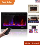 Electric Insert 36" 1500W Wall Mounted Fireplaces Recessed Heaters .... Fixed Price $245.59.