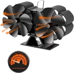 12-BLADE Dual Head Heat Powered Wood Stove Fan Fireplace W/ Magnetic Thermometer. Fixed Price $39.84.