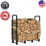 Elegant Matte Black Firewood Rack - Heavy Duty Stand For Log Storage, 4 Feet. Fixed Price $119.69.
