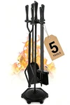 Gtongoko 5-PIECE Fireplace Tool Set 32" Black Wrought Iron Stand & Accessories. Fixed Price $102.28.