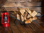 Compact Hand-welded Log Holder Modern Firewood Stand For Indoor & Outdoor Use,. Fixed Price $150.00.