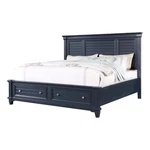 Zeny Queen Bed With Storage Drawers-panel Headboard-blue Wood. Fixed Price $1020.83.