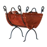 Uniflame World Iron Log Holder W/ Suede Leather Carrier W-1196. Fixed Price $244.99.