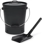 Ash Bucket With Lid Wood Handle Coal Shovel, 2.3 Gallon, Black. Fixed Price $60.01.
