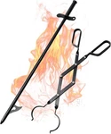 Voda Poker And Fireplace Tongs Set - 31" Campfire With Blow Func. Fixed Price $31.16.
