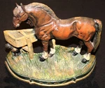 Cast Iron Horse Hay Feed Trough Rooster Farmhouse Decor Door Stop Weight. Fixed Price $49.99.