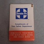 Santa Railway First Aid Kit Pocket Size New Old Stock Safety Dept. Fixed Price $8.95.